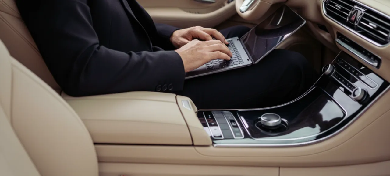 Luxury car in grayscale